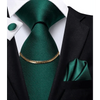 Business Black Silk Necktie Chain Classic Tie Square Handkerchief Elegant Cufflink Wedding Formal Neckties For Men