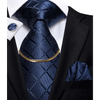 Business Black Silk Necktie Chain Classic Tie Square Handkerchief Elegant Cufflink Wedding Formal Neckties For Men