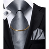 Business Black Silk Necktie Chain Classic Tie Square Handkerchief Elegant Cufflink Wedding Formal Neckties For Men
