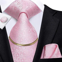 Business Black Silk Necktie Chain Classic Tie Square Handkerchief Elegant Cufflink Wedding Formal Neckties For Men