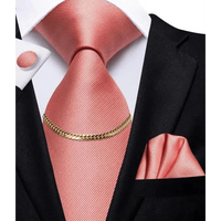 Business Black Silk Necktie Chain Classic Tie Square Handkerchief Elegant Cufflink Wedding Formal Neckties For Men