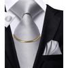 Business Black Silk Necktie Chain Classic Tie Square Handkerchief Elegant Cufflink Wedding Formal Neckties For Men