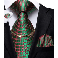 Business Black Silk Necktie Chain Classic Tie Square Handkerchief Elegant Cufflink Wedding Formal Neckties For Men