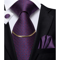 Business Black Silk Necktie Chain Classic Tie Square Handkerchief Elegant Cufflink Wedding Formal Neckties For Men