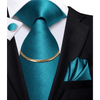 Business Black Silk Necktie Chain Classic Tie Square Handkerchief Elegant Cufflink Wedding Formal Neckties For Men