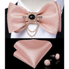 Business Elegant Gold Black Pattern Elegant Wedding Silk Bowtie Men Butterfly Fashion Bow Ties Pocket Square Classic Business Tuxedo Wedding Bowties Handkerchief Set