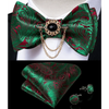 Business Elegant Gold Black Pattern Elegant Wedding Silk Bowtie Men Butterfly Fashion Bow Ties Pocket Square Classic Business Tuxedo Wedding Bowties Handkerchief Set