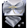 Business Elegant Gold Black Pattern Elegant Wedding Silk Bowtie Men Butterfly Fashion Bow Ties Pocket Square Classic Business Tuxedo Wedding Bowties Handkerchief Set