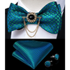 Business Elegant Gold Black Pattern Elegant Wedding Silk Bowtie Men Butterfly Fashion Bow Ties Pocket Square Classic Business Tuxedo Wedding Bowties Handkerchief Set