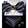 Business Elegant Gold Black Pattern Elegant Wedding Silk Bowtie Men Butterfly Fashion Bow Ties Pocket Square Classic Business Tuxedo Wedding Bowties Handkerchief Set