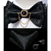 Business Elegant Gold Black Pattern Elegant Wedding Silk Bowtie Men Butterfly Fashion Bow Ties Pocket Square Classic Business Tuxedo Wedding Bowties Handkerchief Set
