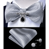 Business Elegant Gold Black Pattern Elegant Wedding Silk Bowtie Men Butterfly Fashion Bow Ties Pocket Square Classic Business Tuxedo Wedding Bowties Handkerchief Set