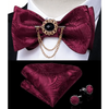 Business Elegant Gold Black Pattern Elegant Wedding Silk Bowtie Men Butterfly Fashion Bow Ties Pocket Square Classic Business Tuxedo Wedding Bowties Handkerchief Set