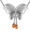 Butterfly Agate Pendant Necklace With Orange Teardrop
