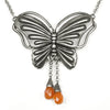 Butterfly Agate Pendant Necklace With Orange Teardrop