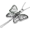 Butterfly Cubic Zirconia Tassel Pendant Necklace Silver