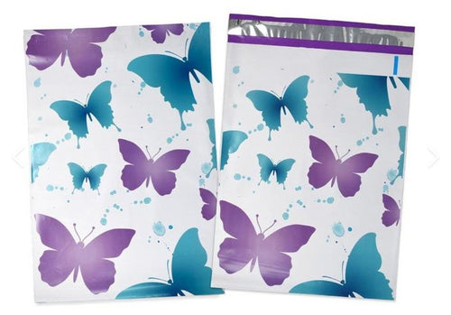 Butterfly Purple Turquoise Poly Mailers Size 6x9 Shipping Bags