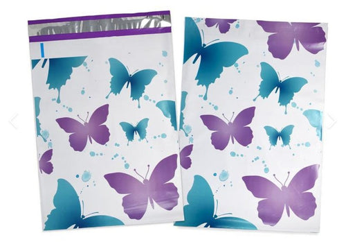 Butterfly Purple Turquoise Poly Mailers Size 6x9 Shipping Bags