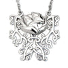 Butterfly Rose Pendant Necklace Floral Silver Plated Vintage