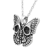 Butterfly Skull Necklace Gothic Pendant With Black Crystals