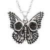 Butterfly Skull Necklace Gothic Pendant With Black Crystals