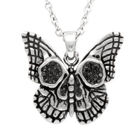 Butterfly Skull Necklace Gothic Pendant With Black Crystals