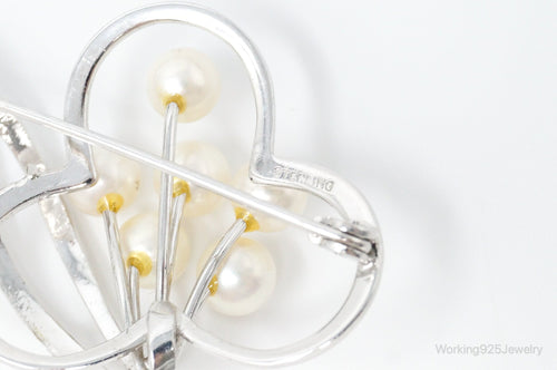 Antique Pearl Sterling Silver Brooch Pin