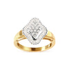 10K Yellow Gold 1/2 Cttw Round And Baguette-cut Diamond Rhombus Head and Halo Ring (I-J Color, I1-I2 Clarity) - Ring Size 7