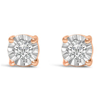 .925 Sterling Silver 1/10 Cttw Round Brilliant-Cut Lab Grown Diamond Miracle-Set Stud Earrings (F-G Color, VS1-VS2 Clarity)