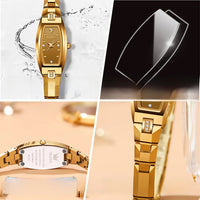 Women's Gold Stainless Steel Diamond Dial Dress Watch