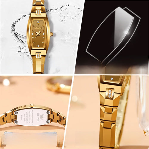 Women's Gold Stainless Steel Diamond Dial Dress Watch