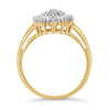 10K Yellow Gold 1/2 Cttw Round & Baguette Cut Diamond Pear Shaped Domed PavÃ© Cluster with Halo Cocktail Ring (J-K Color, I1-I2 Clarity) - Size 4-1/4