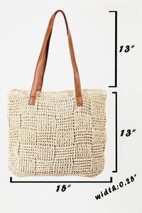 Fame Braided Faux Leather Strap Tote Bag