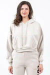 American Bazi Letter Graphic Long Sleeve Drawstring Cropped Hoodie
