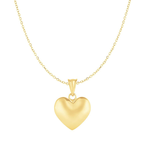 Puffed Heart Pendant in 10k Yellow Gold
