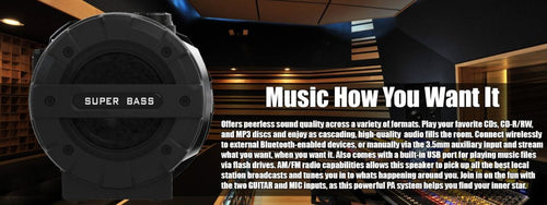 MP3/CD Bass Reflex Boombox & PA System with Bluetooth® Jupiter Gear
