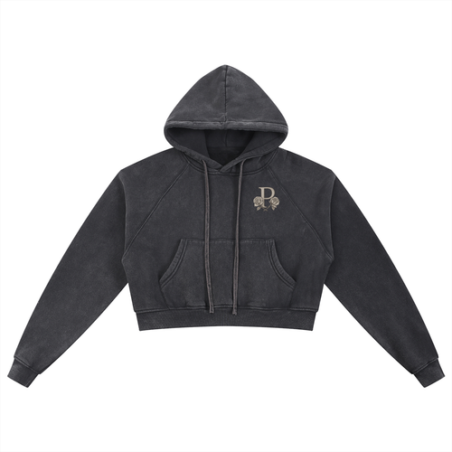 Two Faced Snow Washed Cropped Hoodie