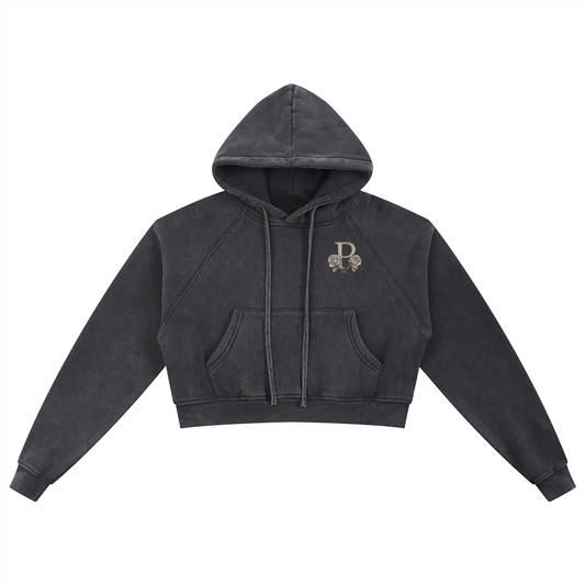 Two Faced Snow Washed Cropped Hoodie
