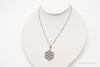 Antique Vintage Faux Diamonds Snowflake Sterling Silver Necklace