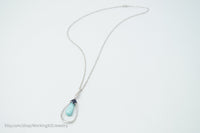 Vtg Designer RPG Ocean Blue Larimar Sapphire Diamond Sterling Silver Necklace