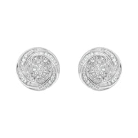 .925 Sterling Silver 1/4 Cttw Baguette and Round Diamond Swirl Love Knot Stud Earrings (I-J Color, I3 Clarity)