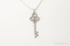 Large Designer Cubic Zirconia Key Sterling Silver Necklace