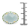 Two Tone Plated 9.12 Carat Genuine Milky Aquamarine and Chrome Diopside .925 Sterling Silver Ring