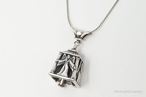 Four Sided Angel Bell Sterling Silver Necklace