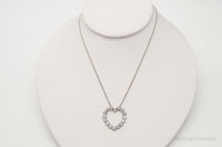 Antique Crystal Heart Sterling Silver Necklace 16"