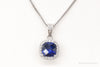 Blue Lab Sapphire Cubic Zirconia Sterling Silver Necklace
