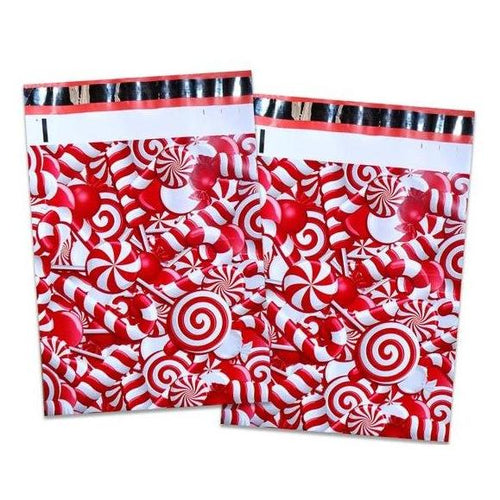 Candy Cane Christmas Poly Mailers Size 10x13 Shipping Bags