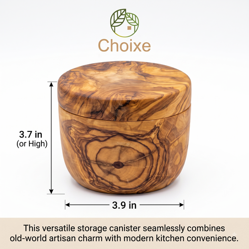 Mediterranean Olive Wood Salt Cellar Canister with Swivel Lid