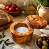 Mediterranean Olive Wood Salt Cellar Canister with Swivel Lid