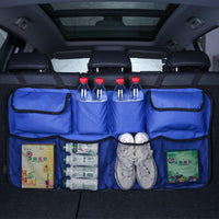 Car Trunk Organizer Adjustable Backseat Storage Bag Net High Capacity Multi-use Oxford Automobile Adjustable Strap Durable Seat Back Organizers Universal Back Seat Trunk Organizer Hanging Car Organizer Trunk Foldable Cargo Storage Backseat Trunk Organizer